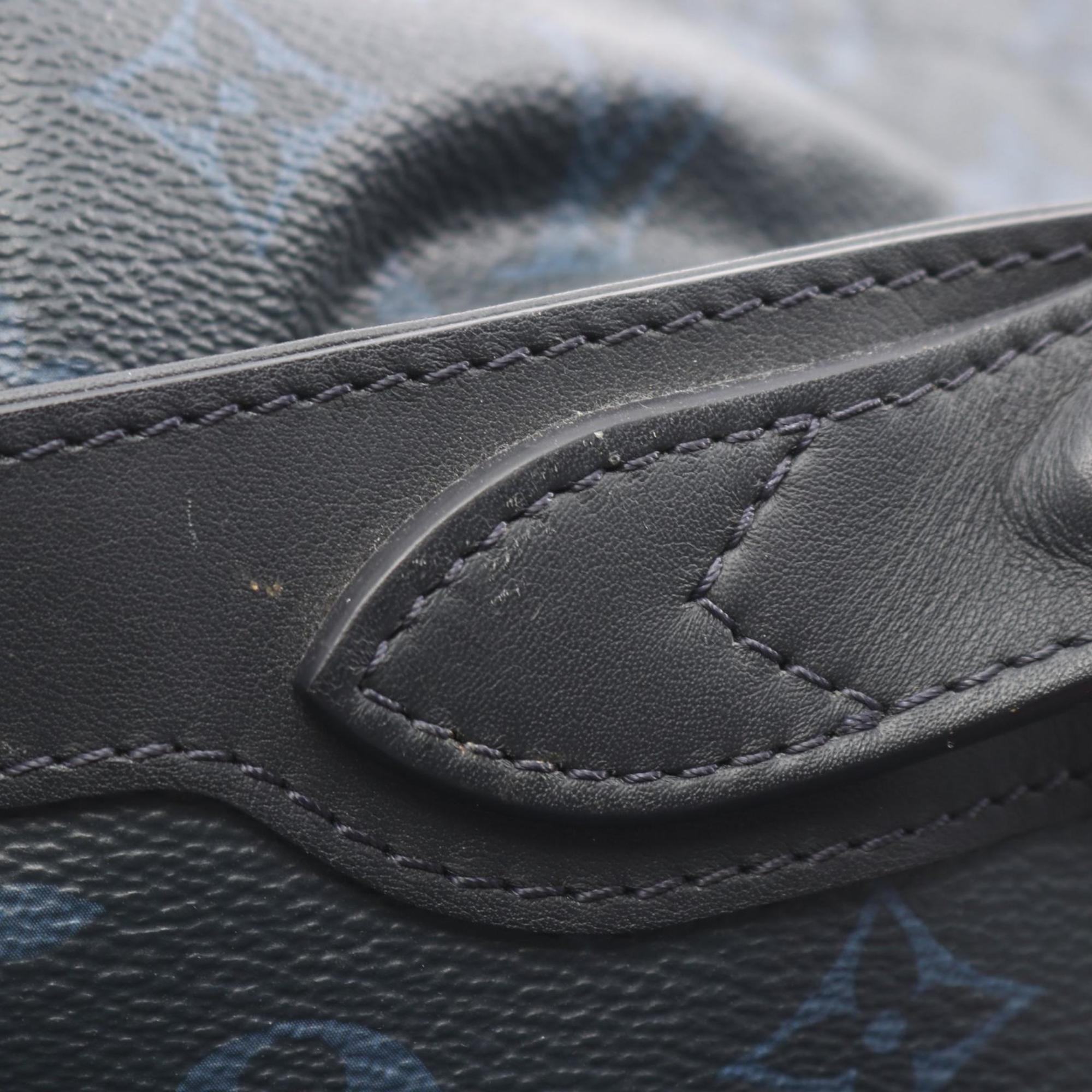 Louis Vuitton Black Multi-Color Navy Coated Canvas Leather Tote Bag