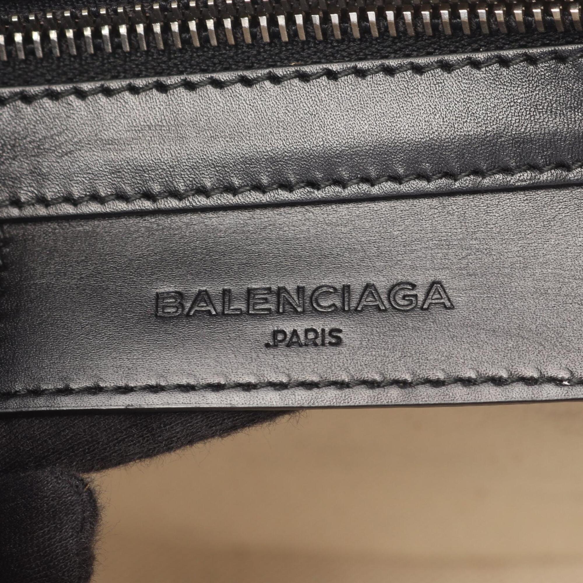 Balenciaga Black White Leather Canvas Handbag Tote
