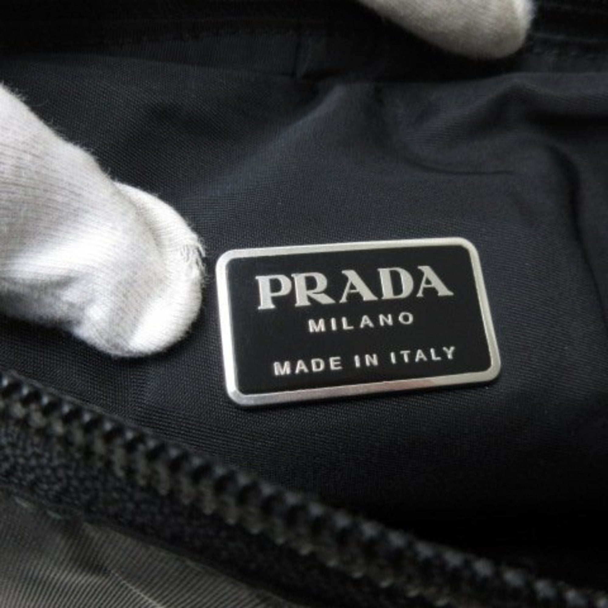 Prada Black Nylon Leather Shoulder Bag