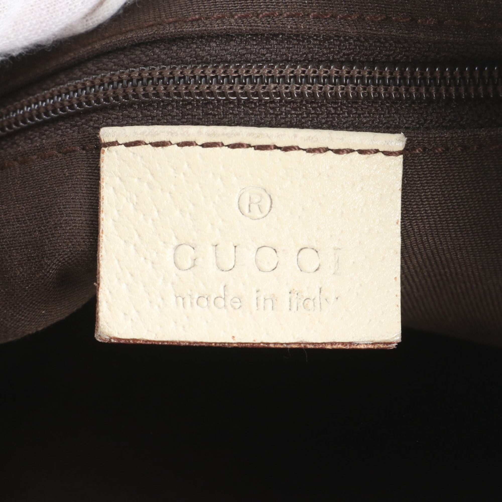 Gucci Beige Ivory Leather Canvas Handbag Shoulder Bag Tote Bag (Pre-Owned)