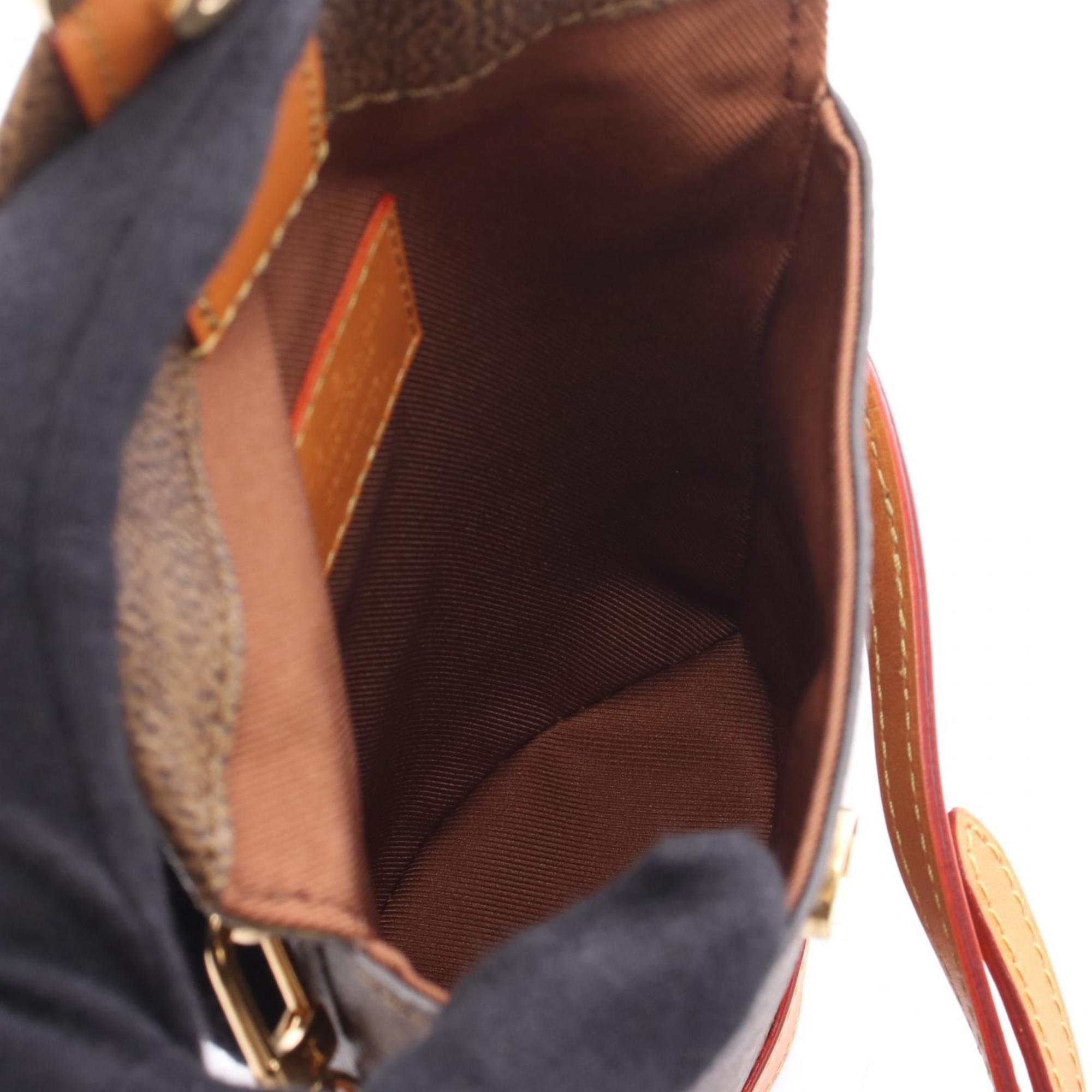 Louis Vuitton Brown Coated Canvas Leather Shoulder Bag