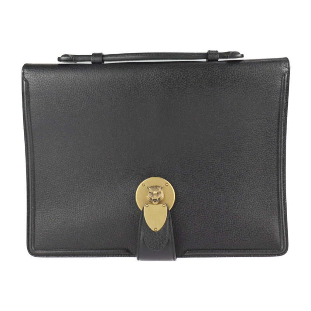 Gucci Black Leather Clutch Bag Handbag Tote Bag (Pre-Owned)