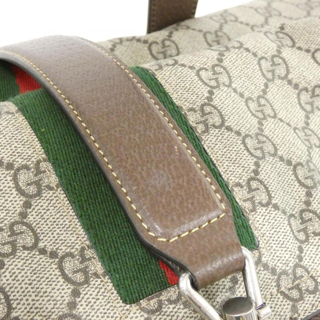 Gucci Beige Brown Gg Supreme Leather Boston Bag (Pre-Owned)
