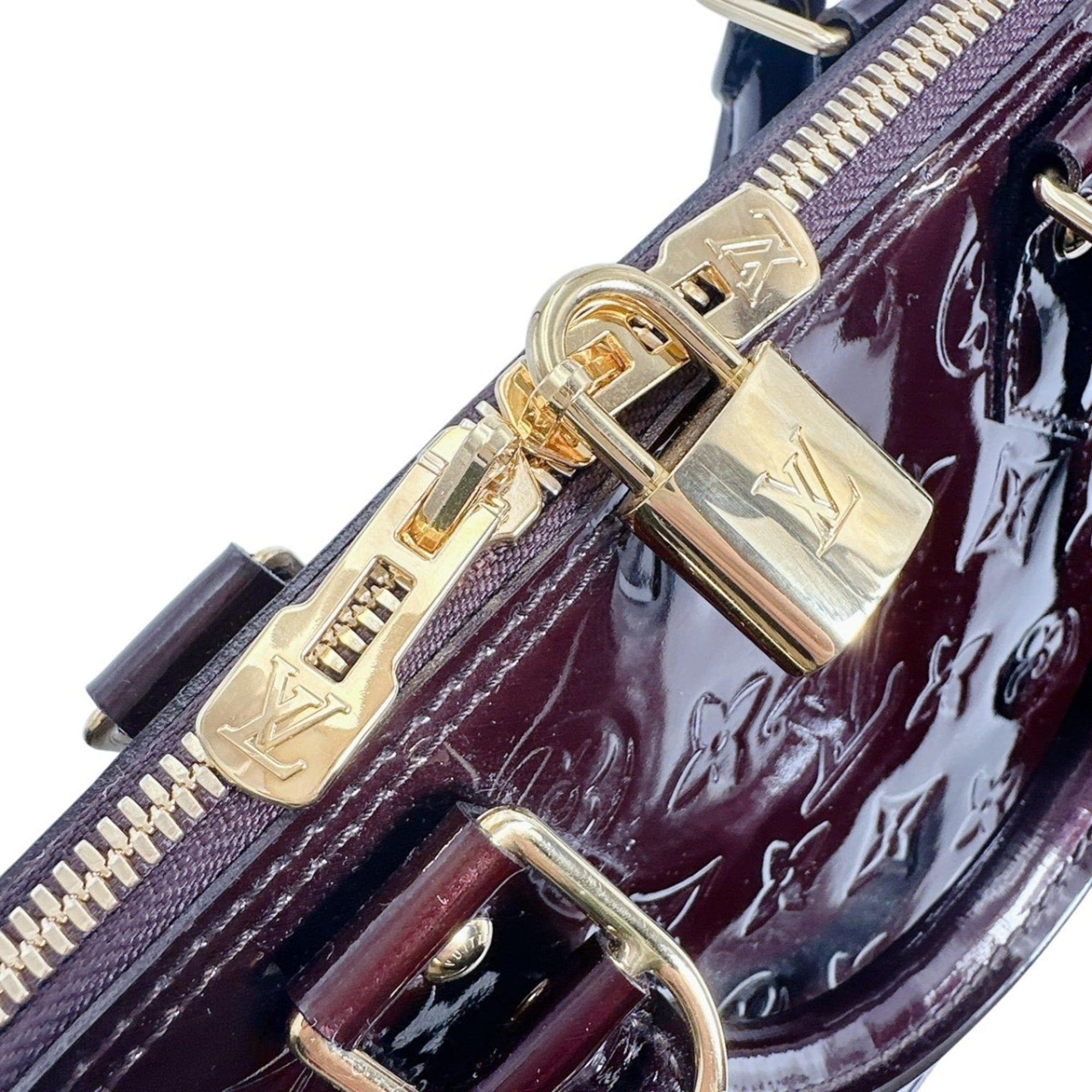 Louis Vuitton Red Color Wine Monogram Vernis Handbag