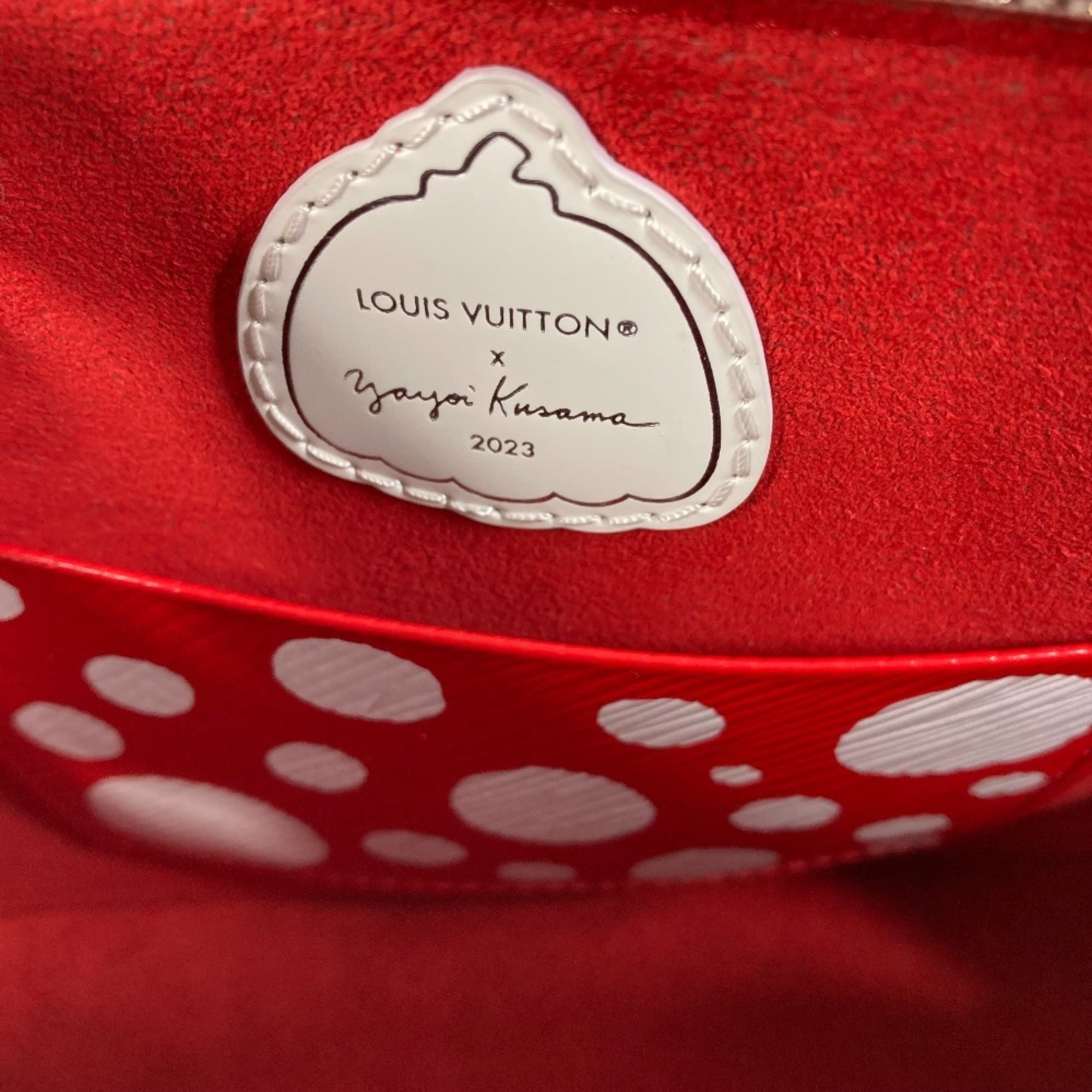 Louis Vuitton Yayoi Kusama Red Color White Epi Leather Handbag Shoulder Bag
