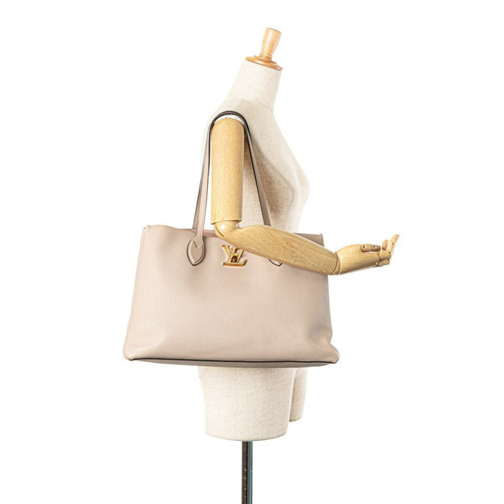 Louis Vuitton Beige Grayish Leather Shoulder Bag Tote Bag