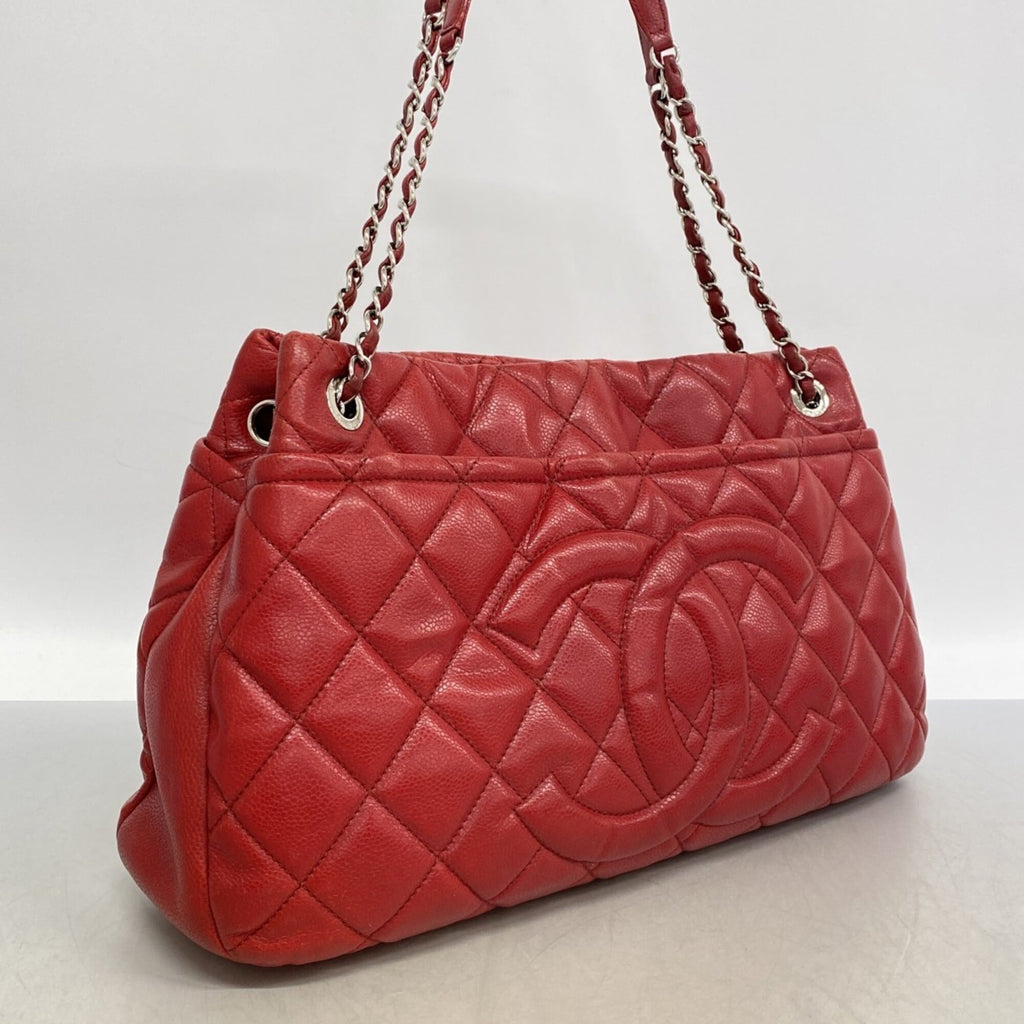 Chanel Red Color Grained Calfskin Tote Bag