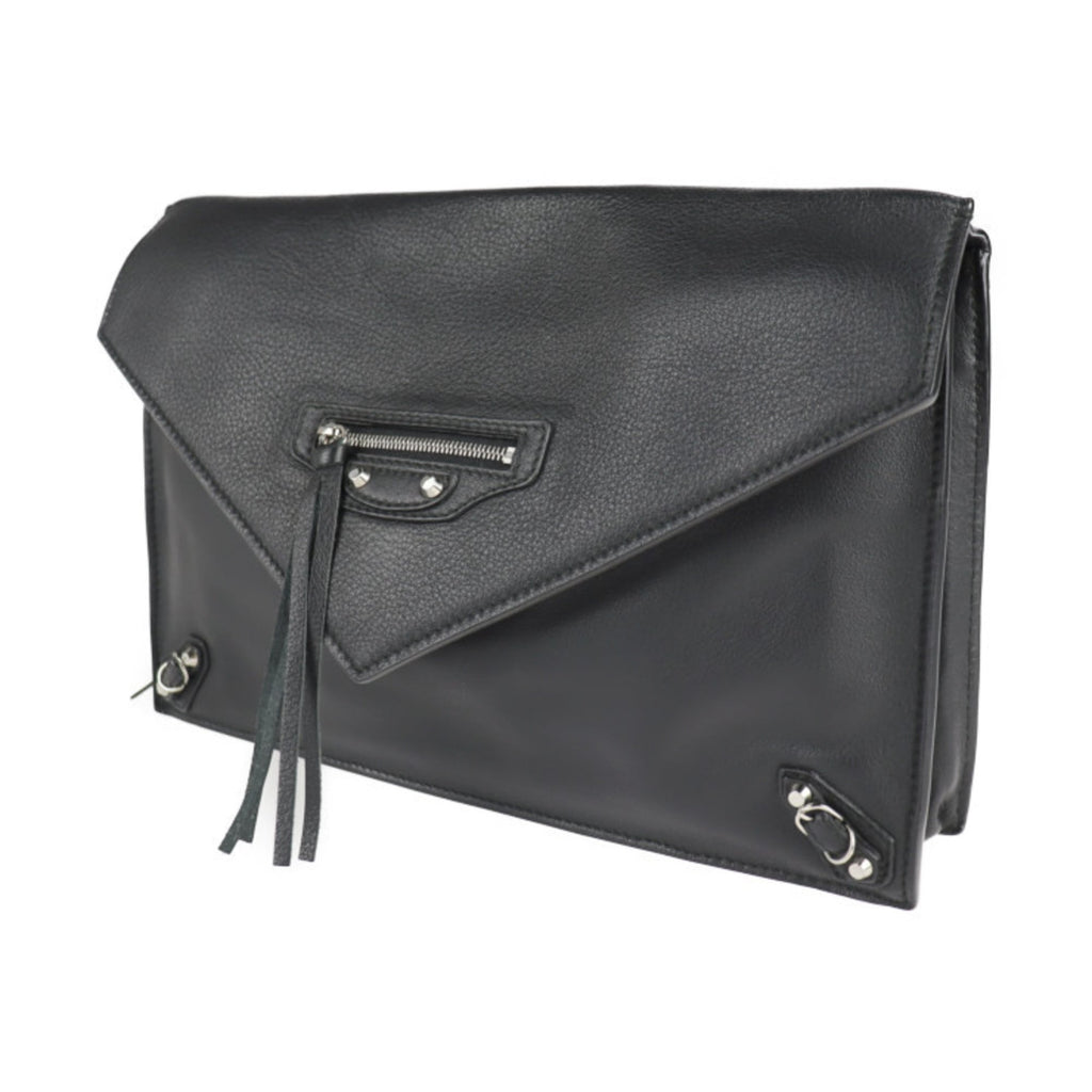 Balenciaga Paper Black Leather Clutch