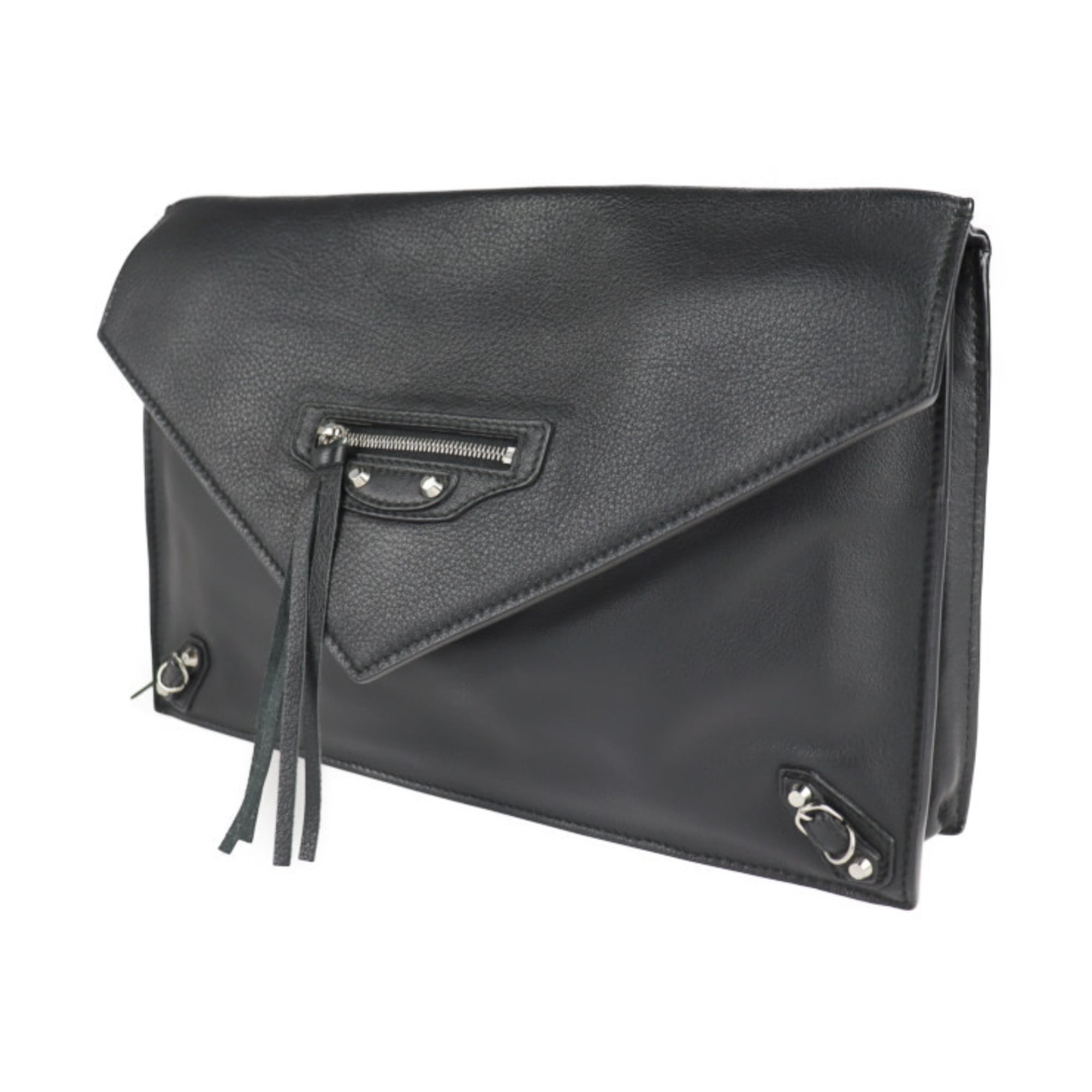 Balenciaga Paper Black Leather Clutch