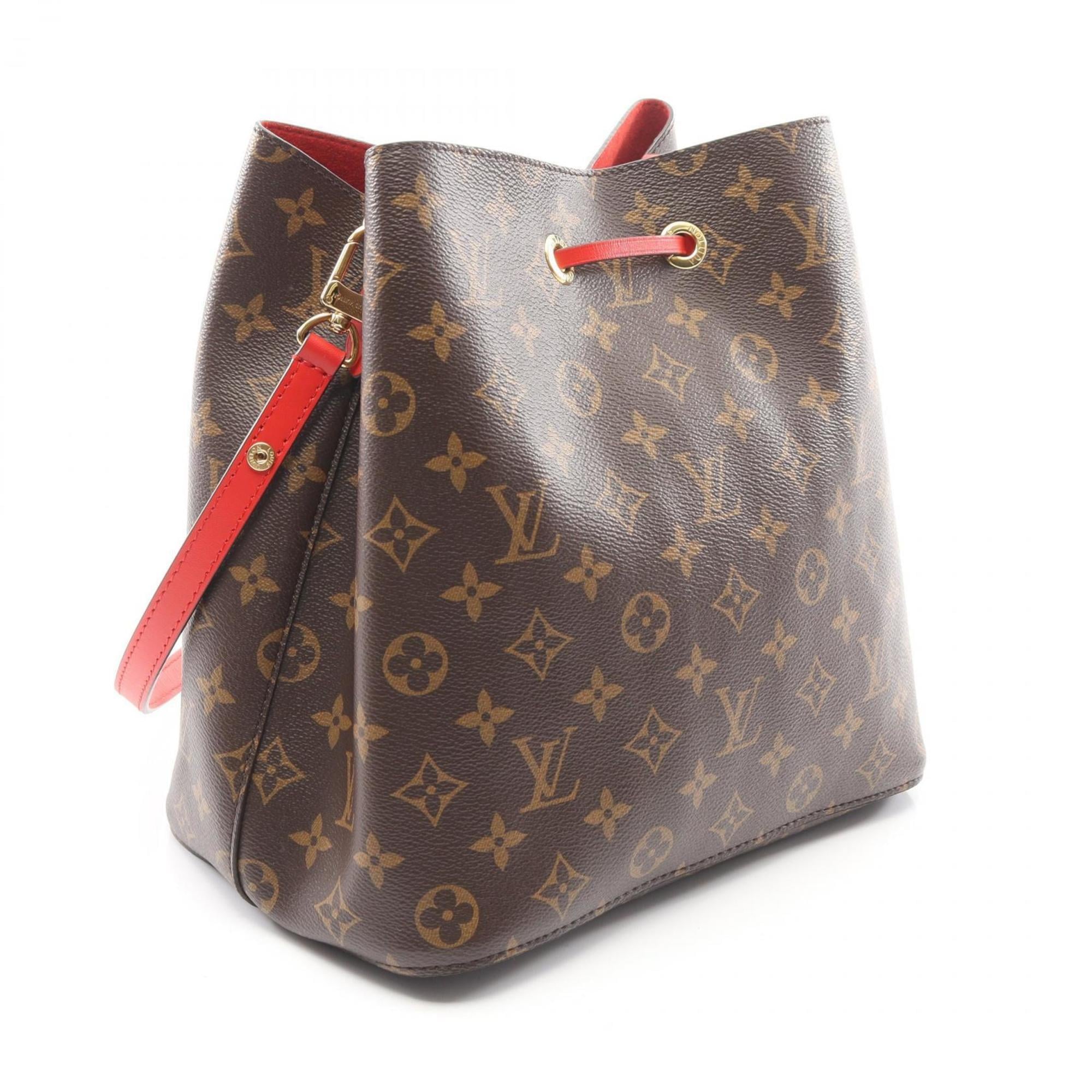 Louis Vuitton Brown Coquelicots Monogram Red Color Coated Canvas Leather Handbag Shoulder Bag