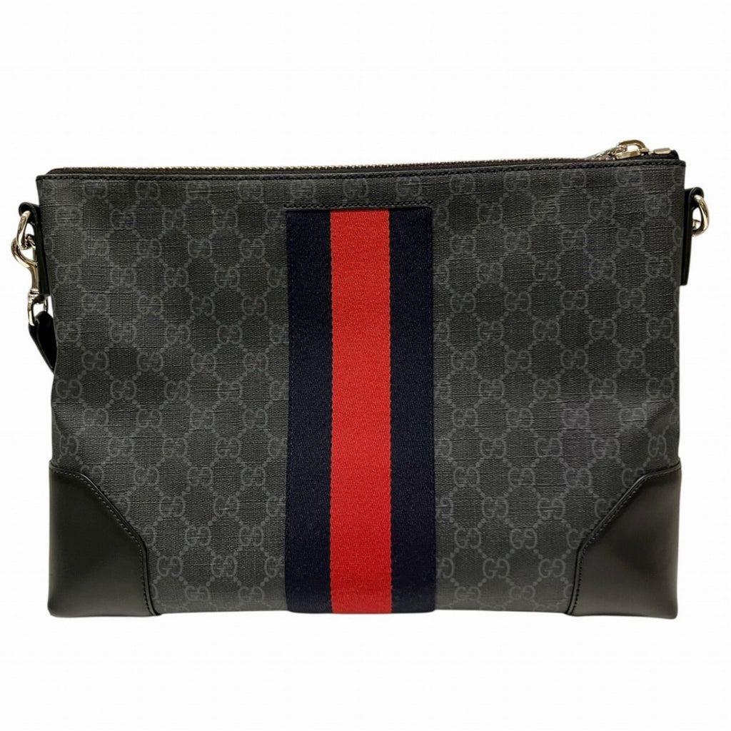 Gucci Black Gg Supreme Canvas Leather Shoulder Bag (Pre-Owned)