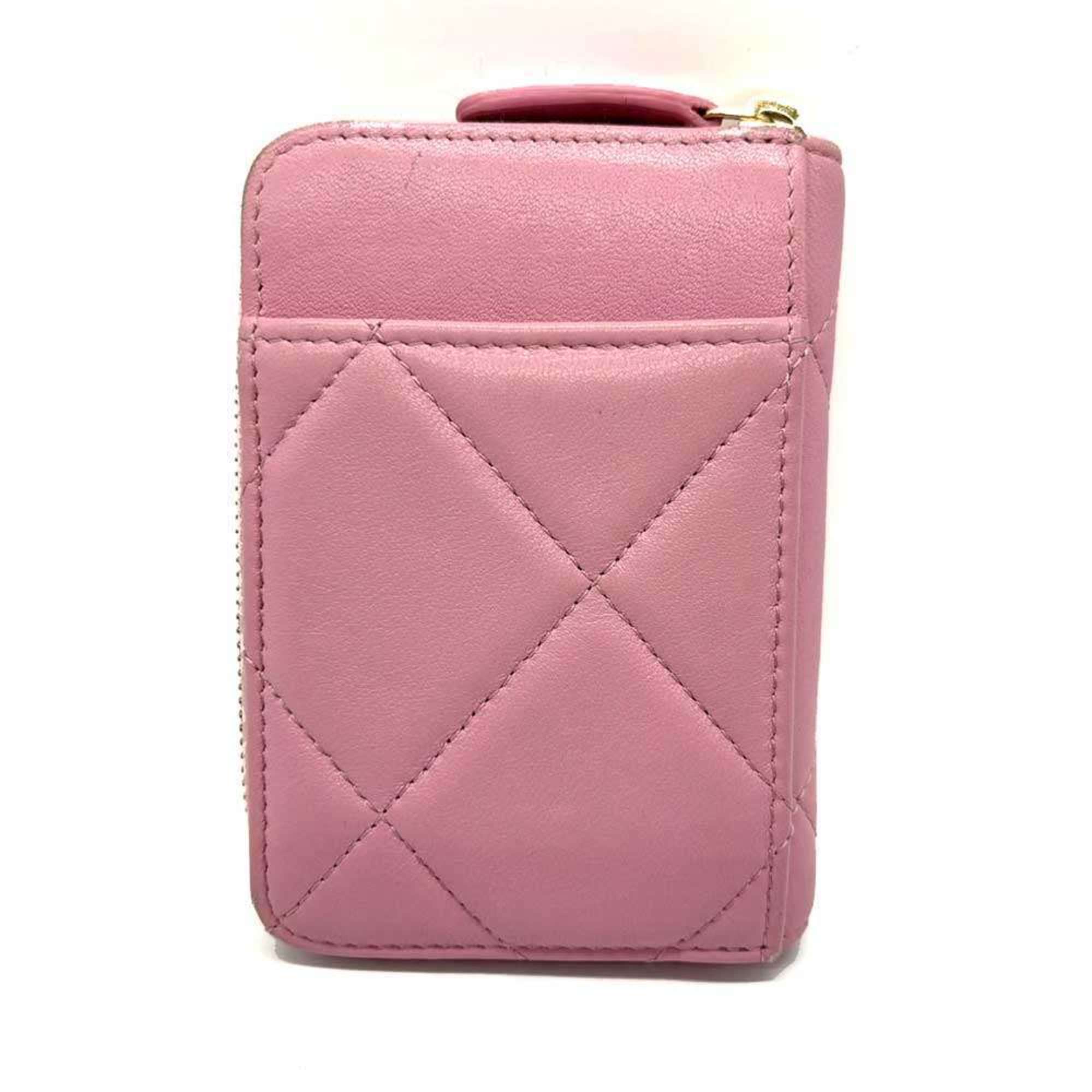 Chanel Pink Leather Coin Purse/Coin Case