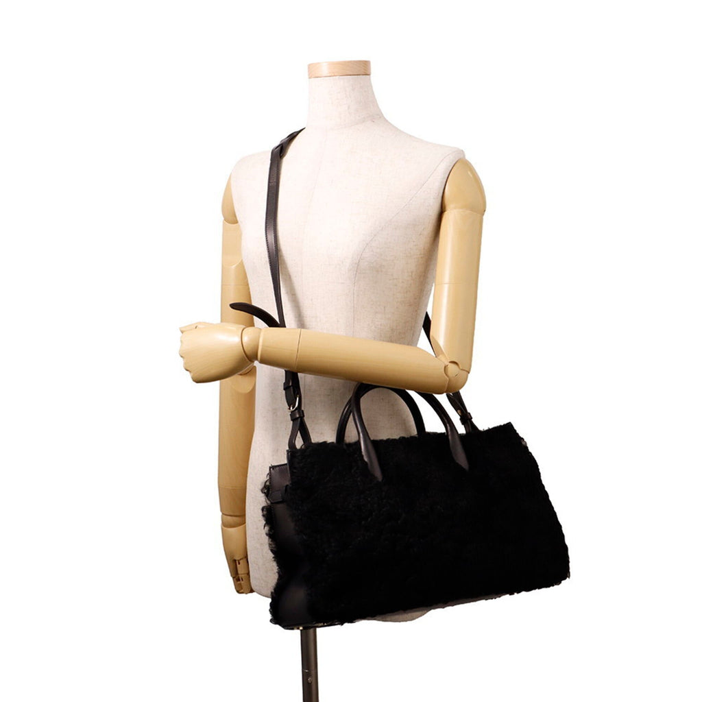 Balenciaga Black Fur Handbag Shoulder