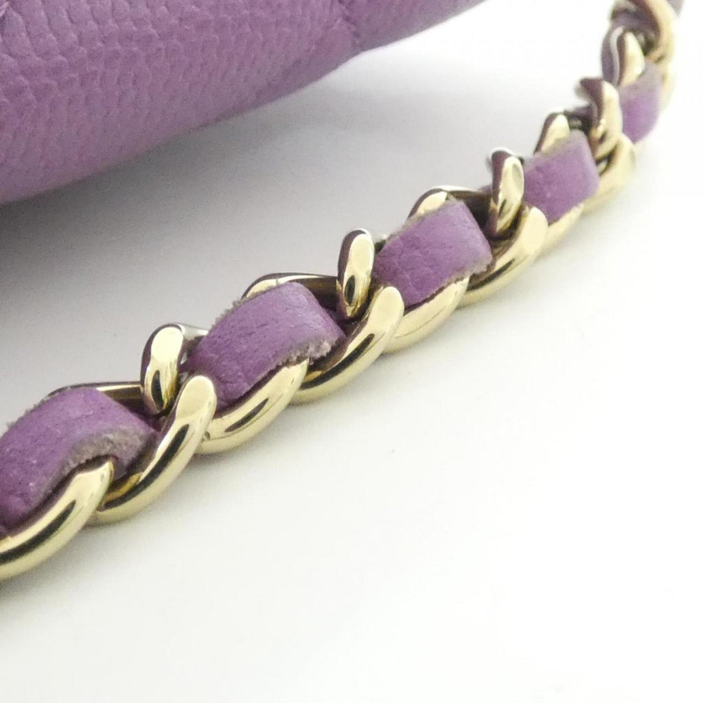 Chanel Purple Grained Calfskin Chain/Shoulder Wallet