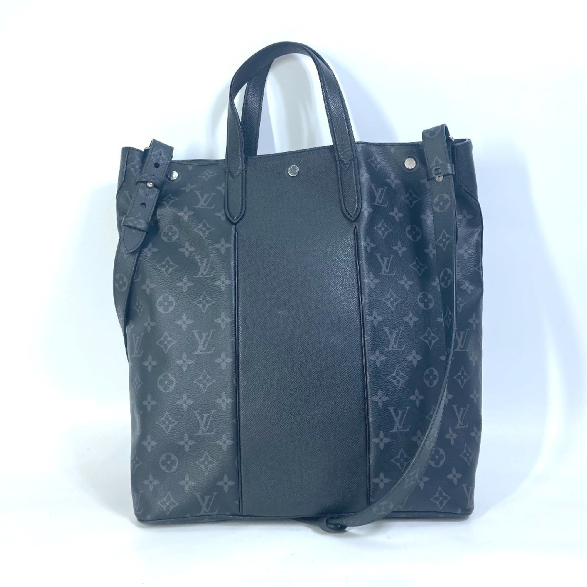 Louis Vuitton Taigarama Black Taiga Leather Monogram Eclipse Handbag Shoulder Bag Tote Bag