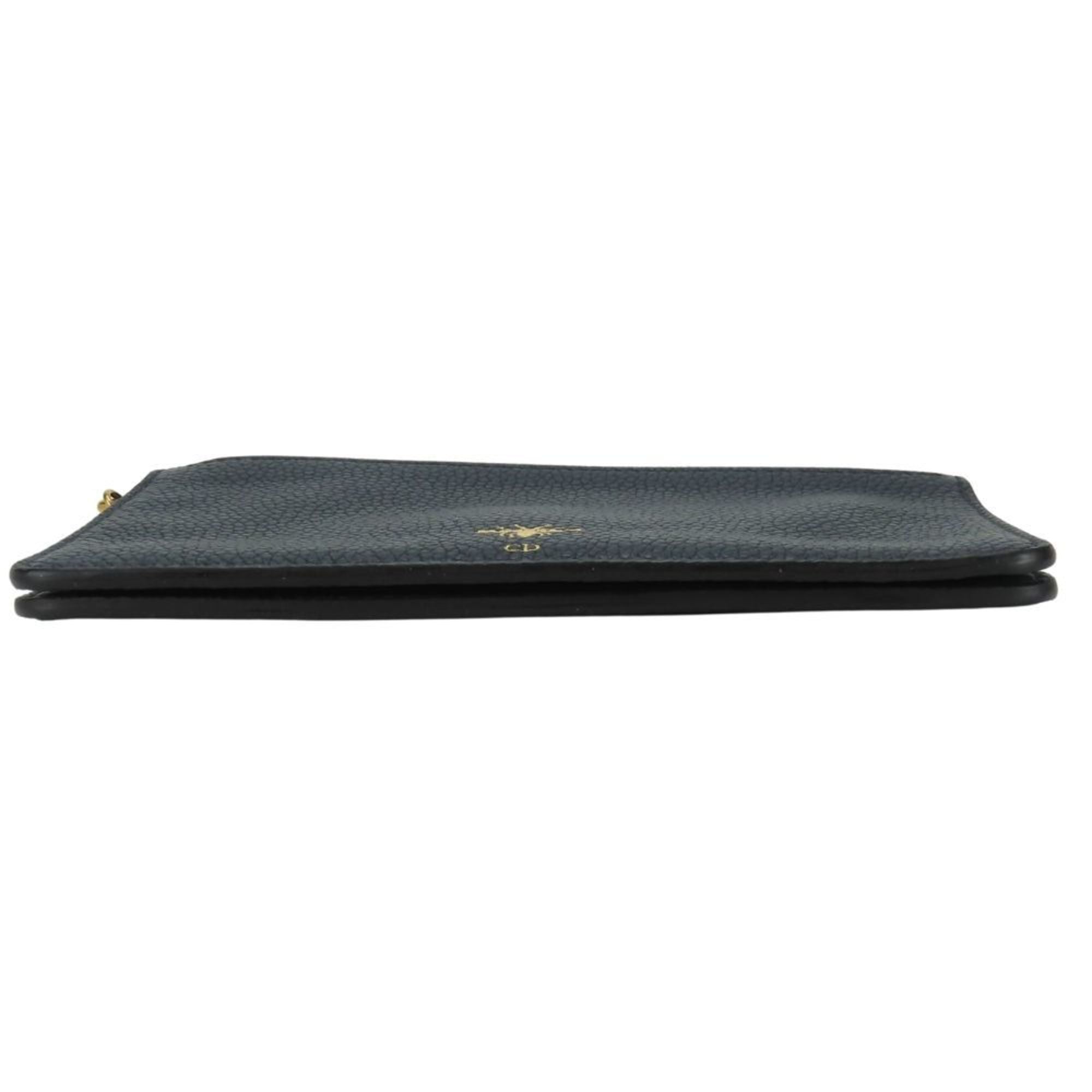Christian Dior Navy Leather Clutch Bag Pouch (Pre-Owned)