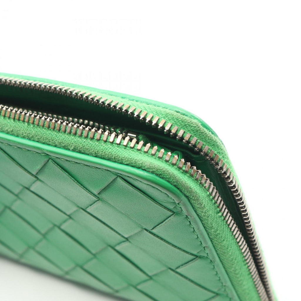 Bottega Veneta Intrecciato Green Leather Long Wallet