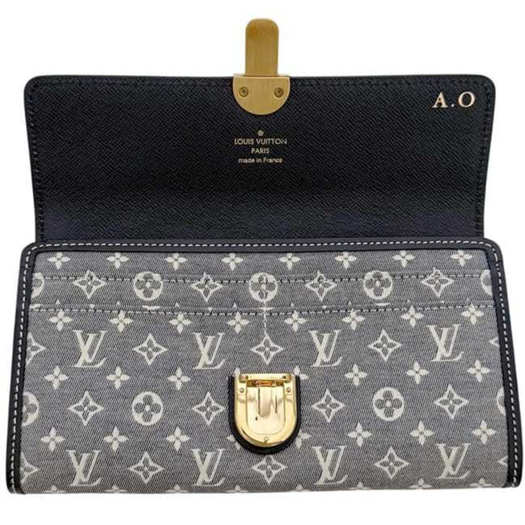 Louis Vuitton Gray Navy Canvas Leather Long Wallet