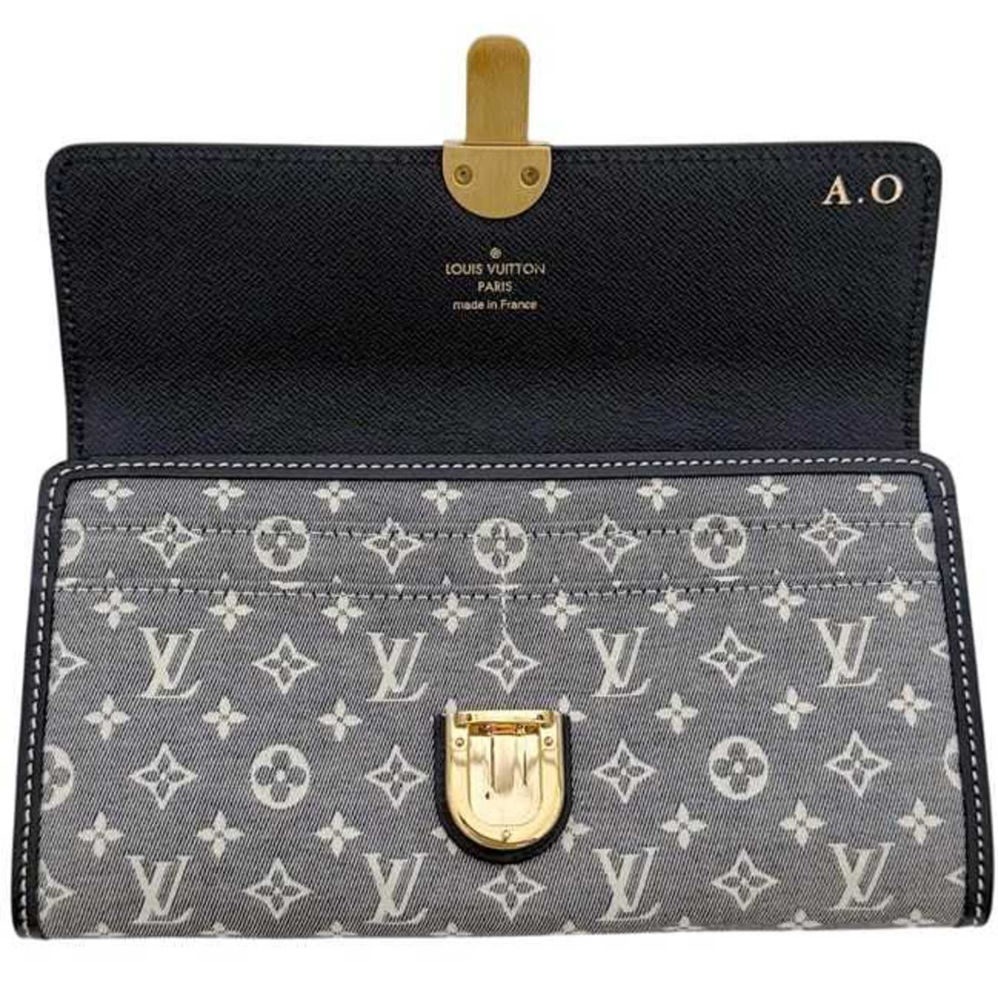 Louis Vuitton Gray Navy Canvas Leather Long Wallet