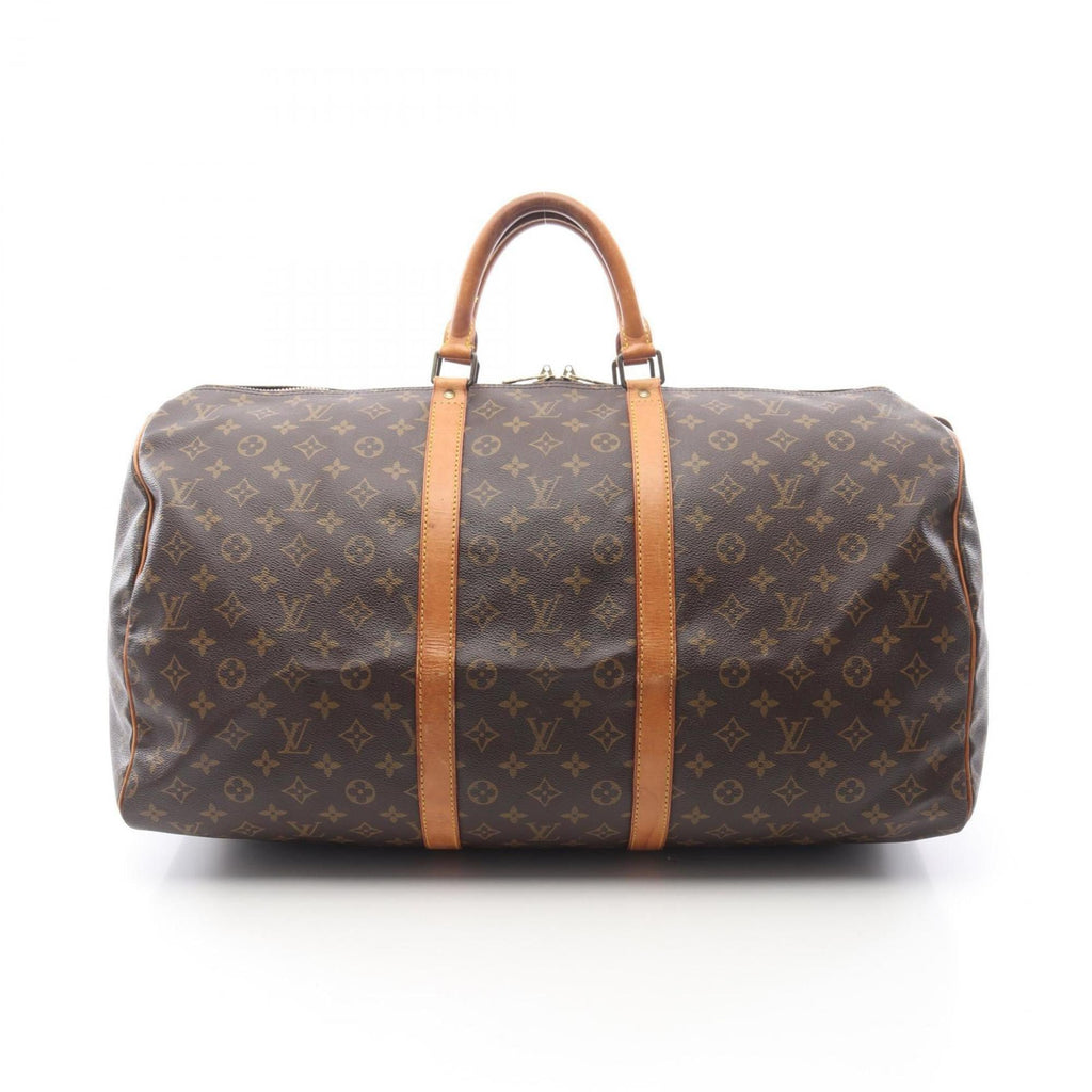 Louis Vuitton Brown Coated Canvas Leather Boston Bag Handbag