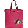 Prada Pink Nylon Saffiano Triangle Leather Tote Bag