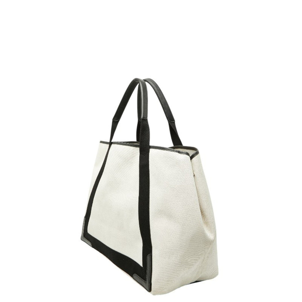 Balenciaga Black White Canvas Leather Handbag Tote