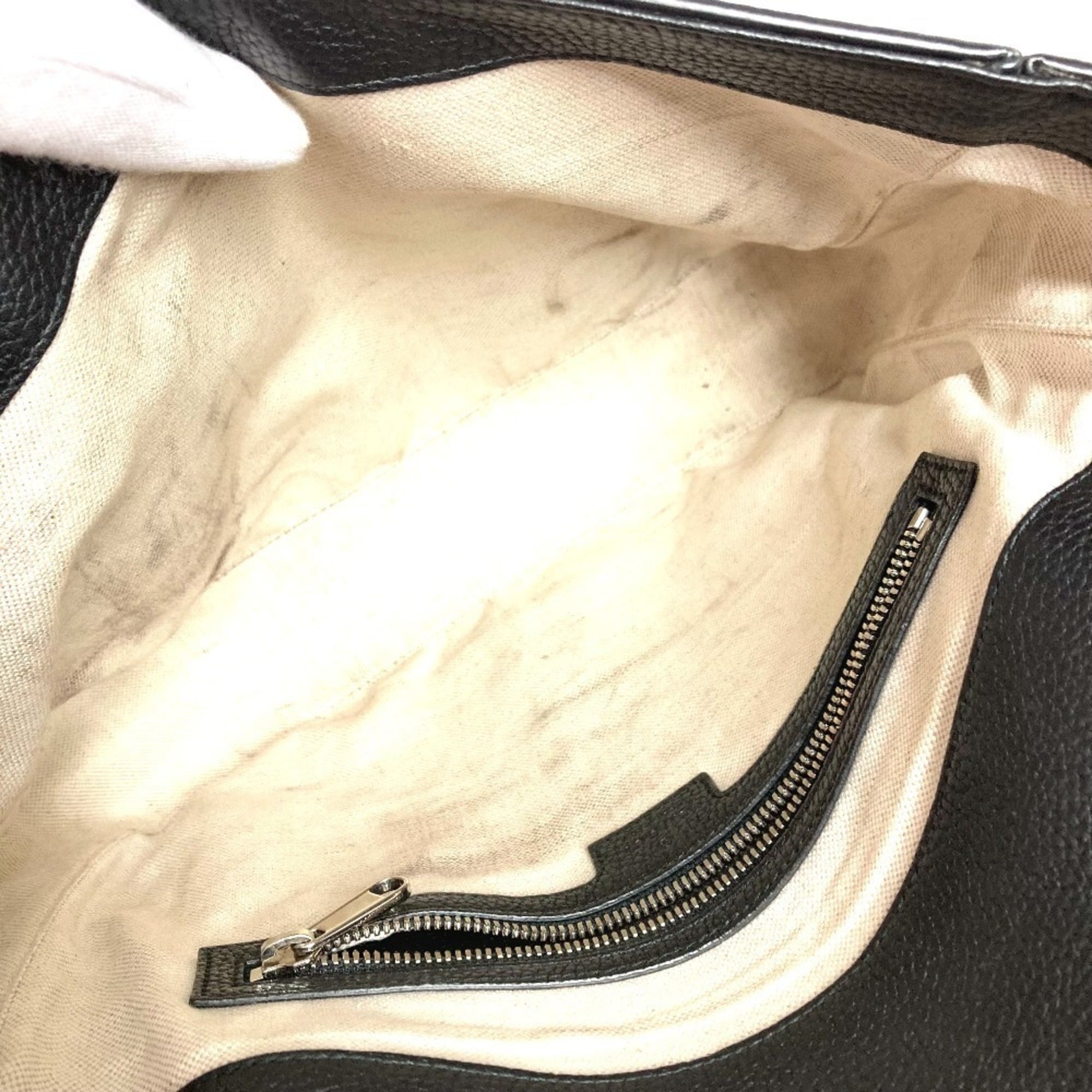 Gucci Black Leather Messenger Bag Shoulder Bag (Pre-Owned)
