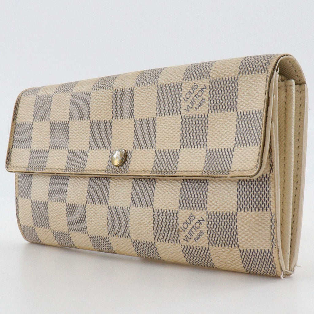 Louis Vuitton White Damier Azur Canvas Long Wallet (Tri-Fold)
