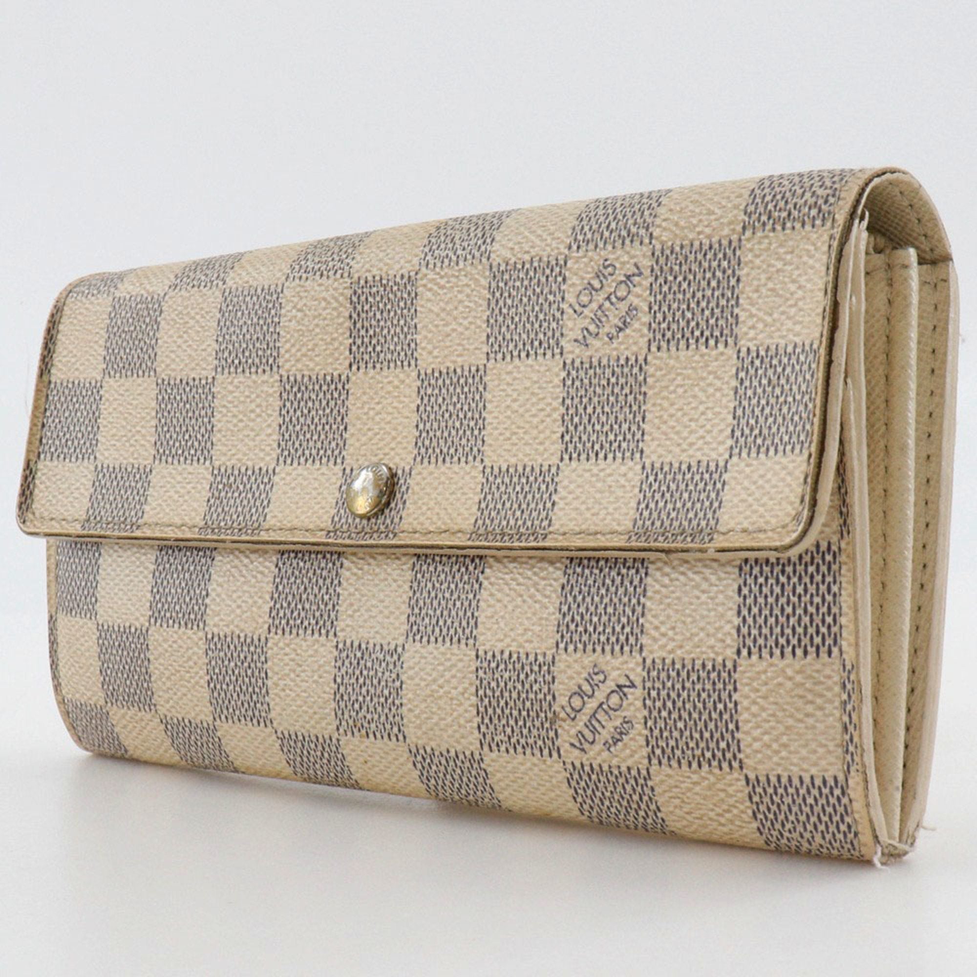 Louis Vuitton White Damier Azur Canvas Long Wallet (Tri-Fold)
