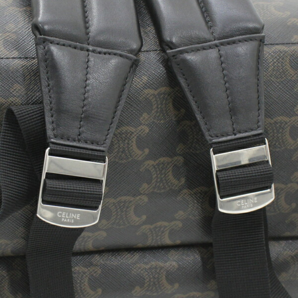 Celine Black Brown Canvas Leather Backpack