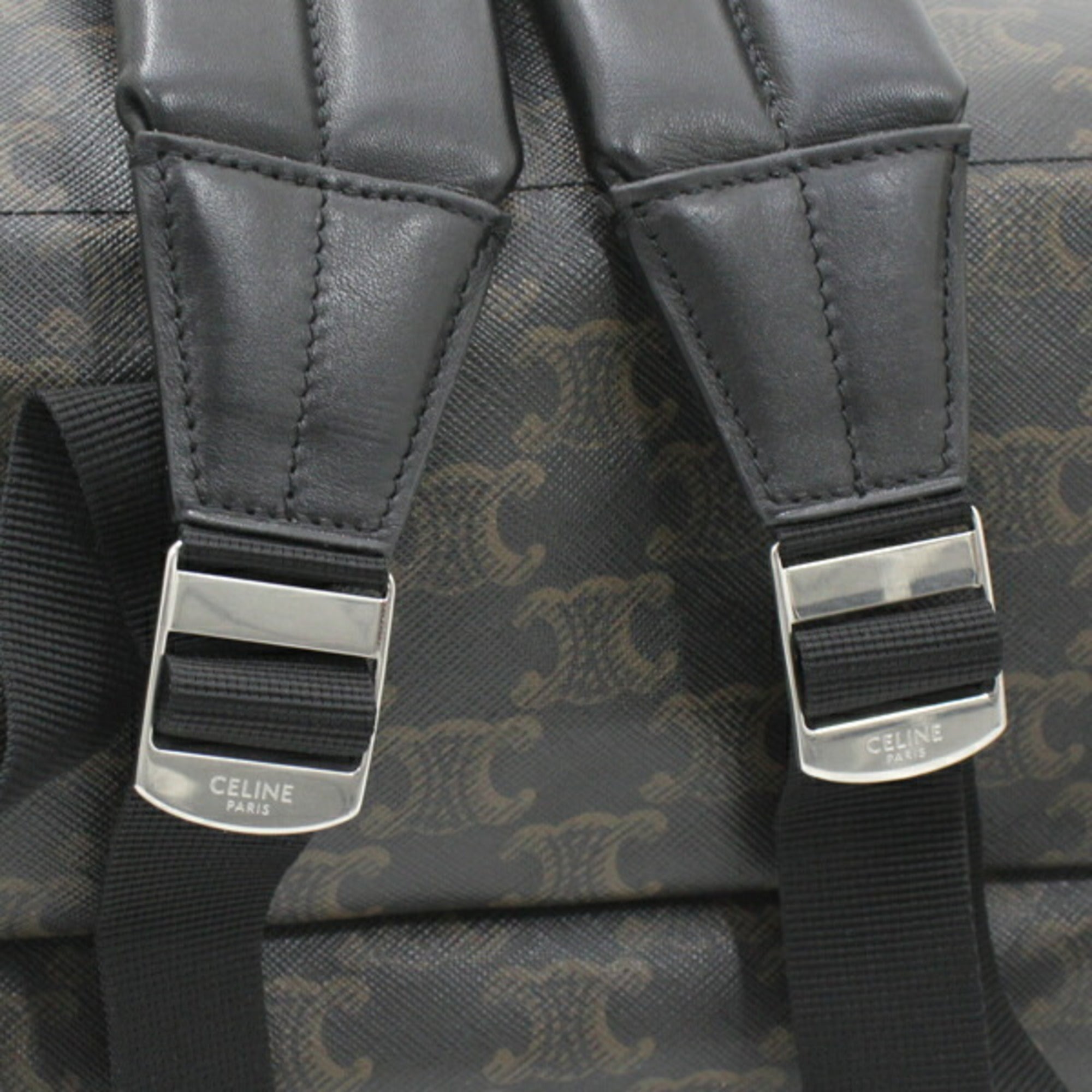Celine Black Brown Canvas Leather Backpack