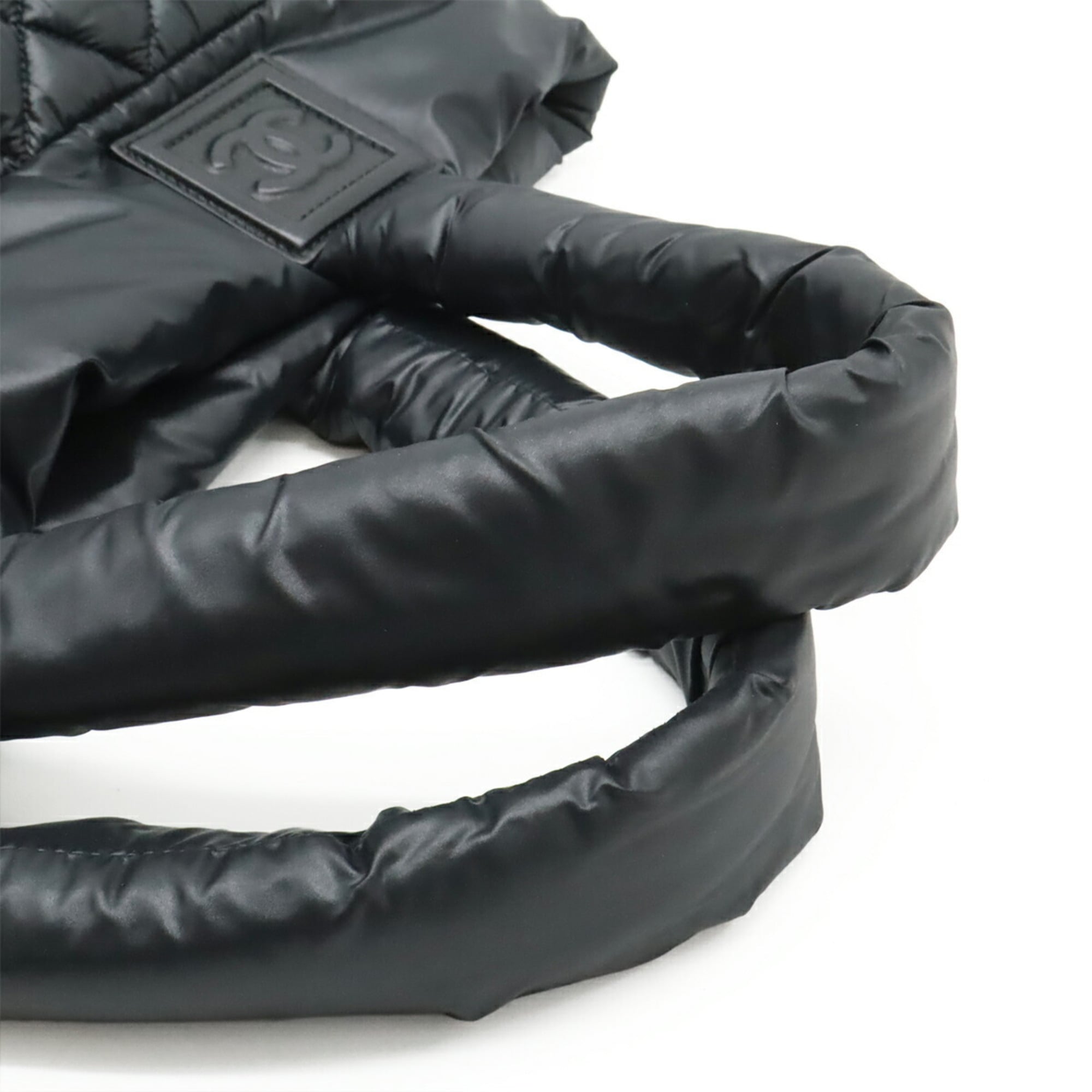 Chanel Black Nylon Leather Handbag Tote Bag