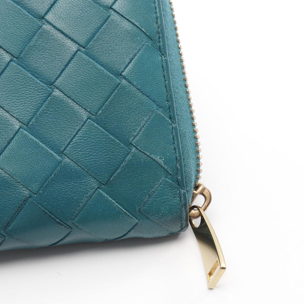 Bottega Veneta Green Leather Long Wallet (Bi-Fold)