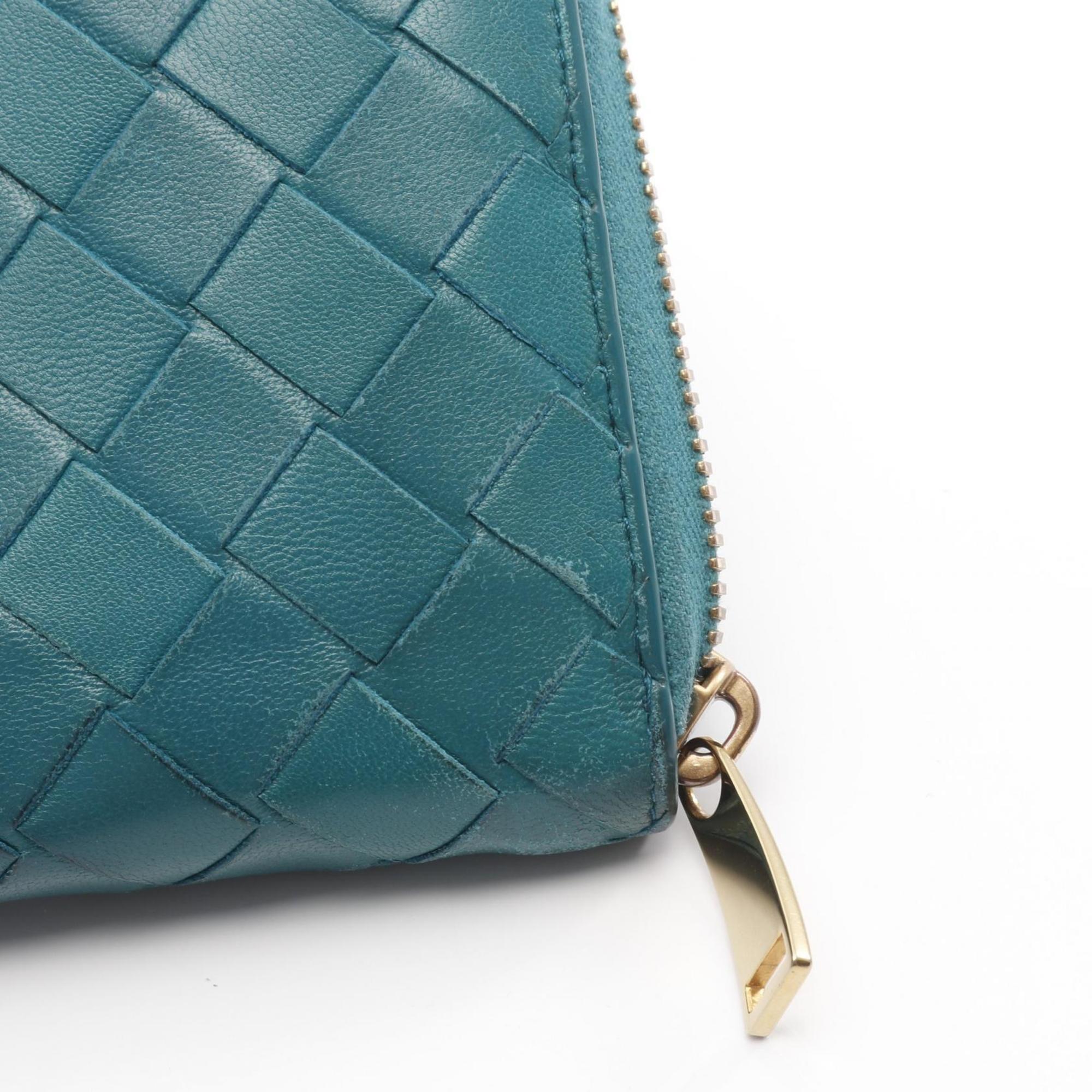 Bottega Veneta Green Leather Long Wallet (Bi-Fold)