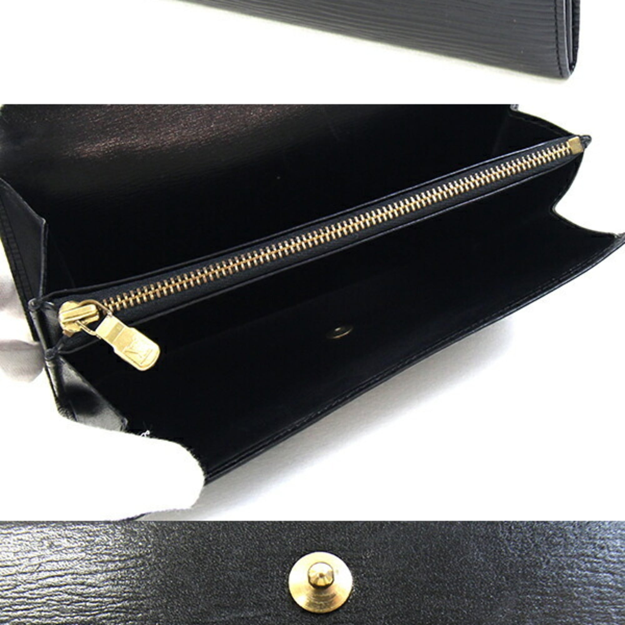 Louis Vuitton Black Noir Epi Leather Long Wallet