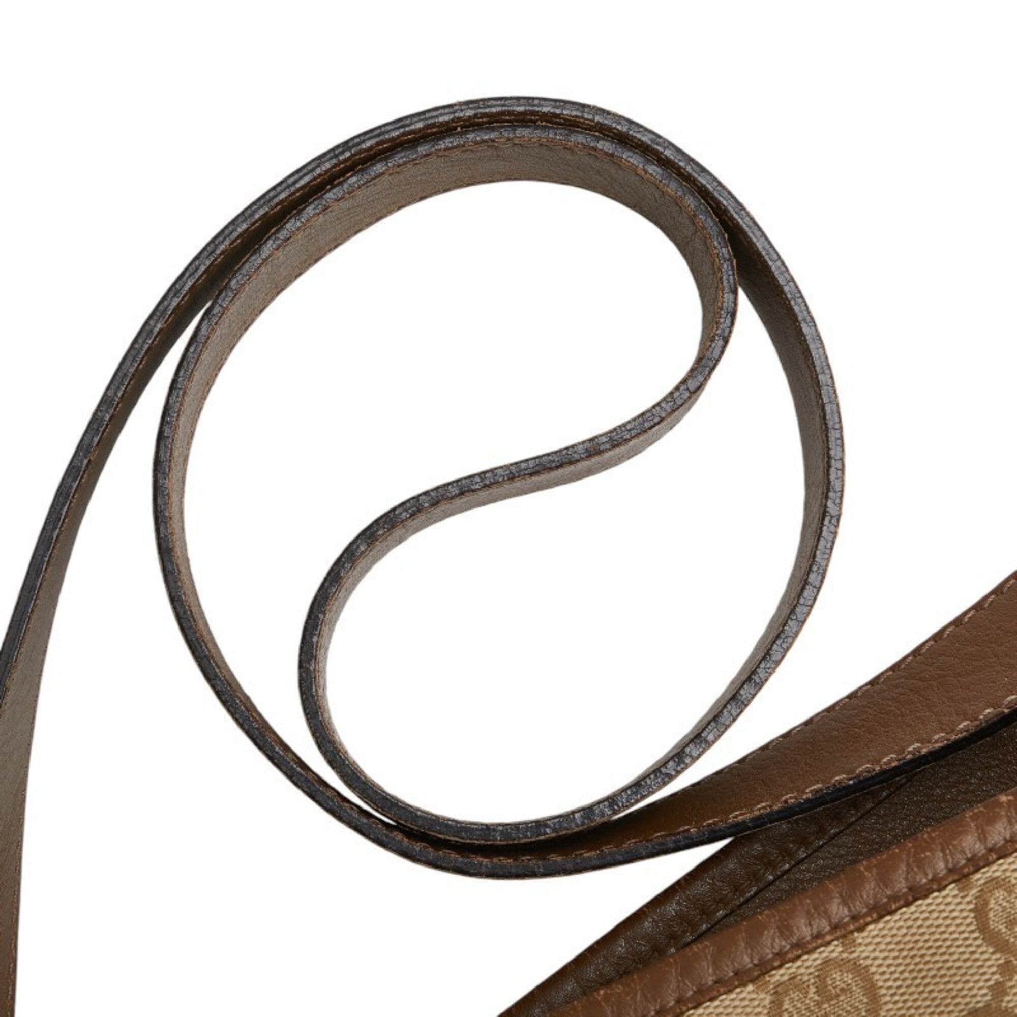 Gucci Beige Brown Canvas Leather Shoulder Bag (Pre-Owned)