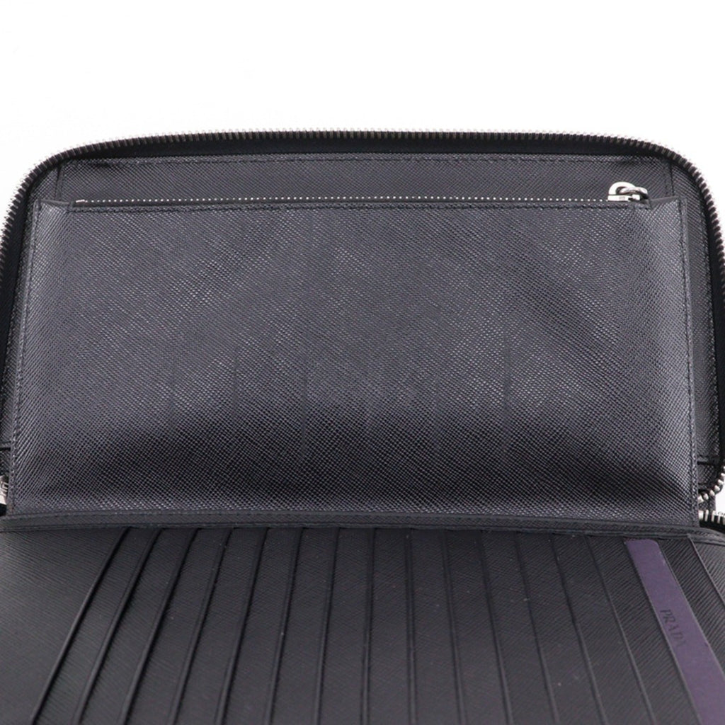 Prada Saffiano Black Saffiano Long Wallet (Bi-Fold)