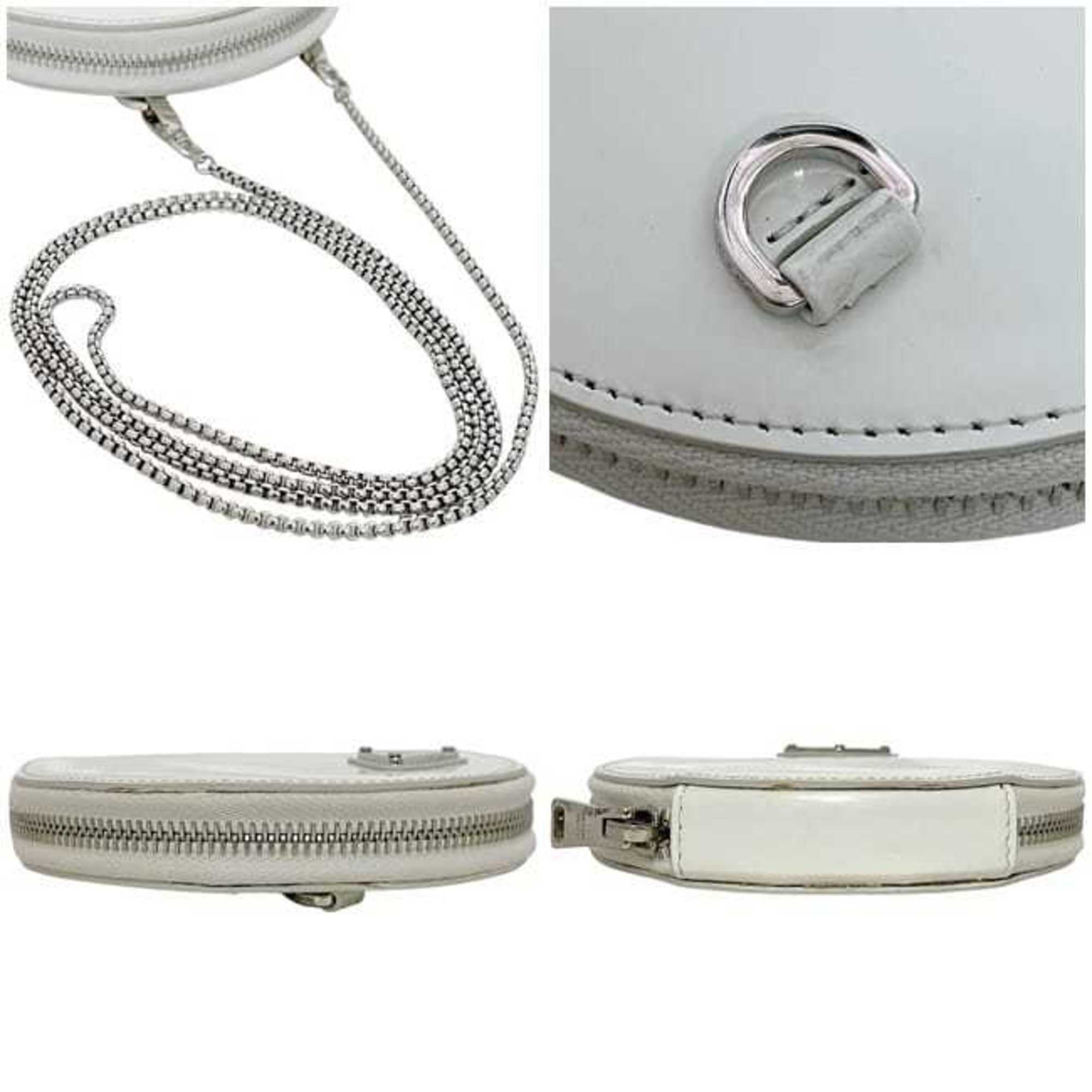 Prada White Leather Pochette Shoulder Bag
