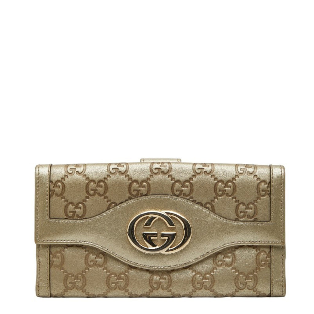 Gucci Gold Leather Coin Purse/Coin Case (Pre-Owned)