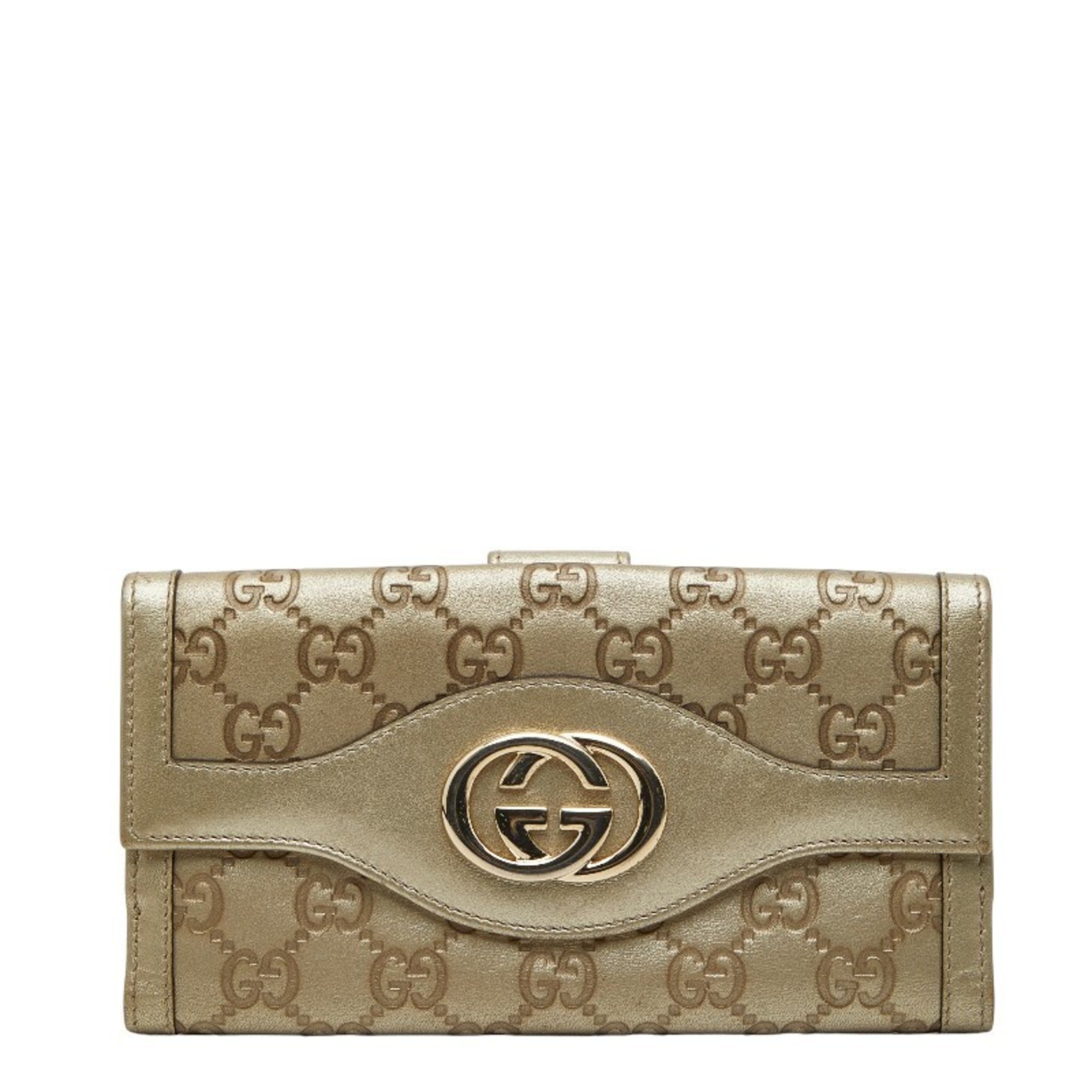 Gucci Gold Leather Coin Purse/Coin Case (Pre-Owned)