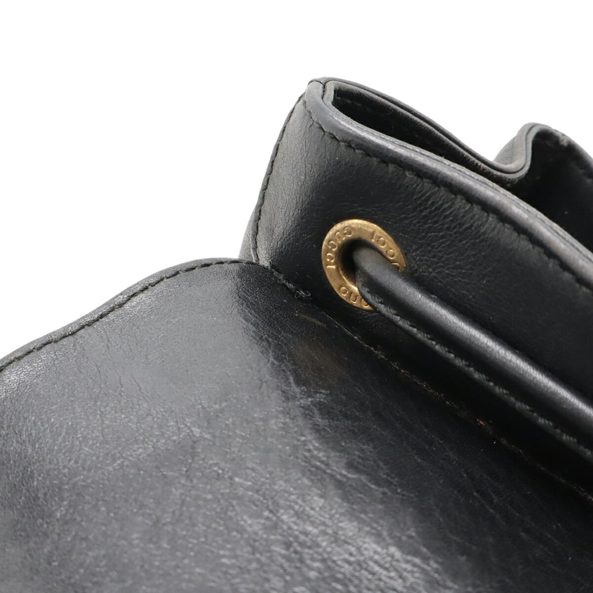 Gucci Black Bamboo Leather Backpack Shoulder Bag (Pre-Owned)