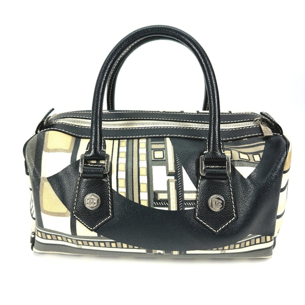 Chanel Black Yellow Pvc Boston Bag Handbag