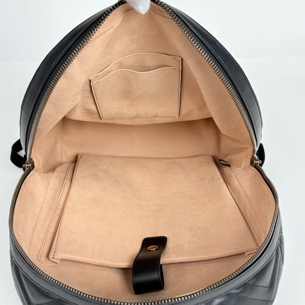 Gucci Gg Marmont Black Leather Backpack (Pre-Owned)