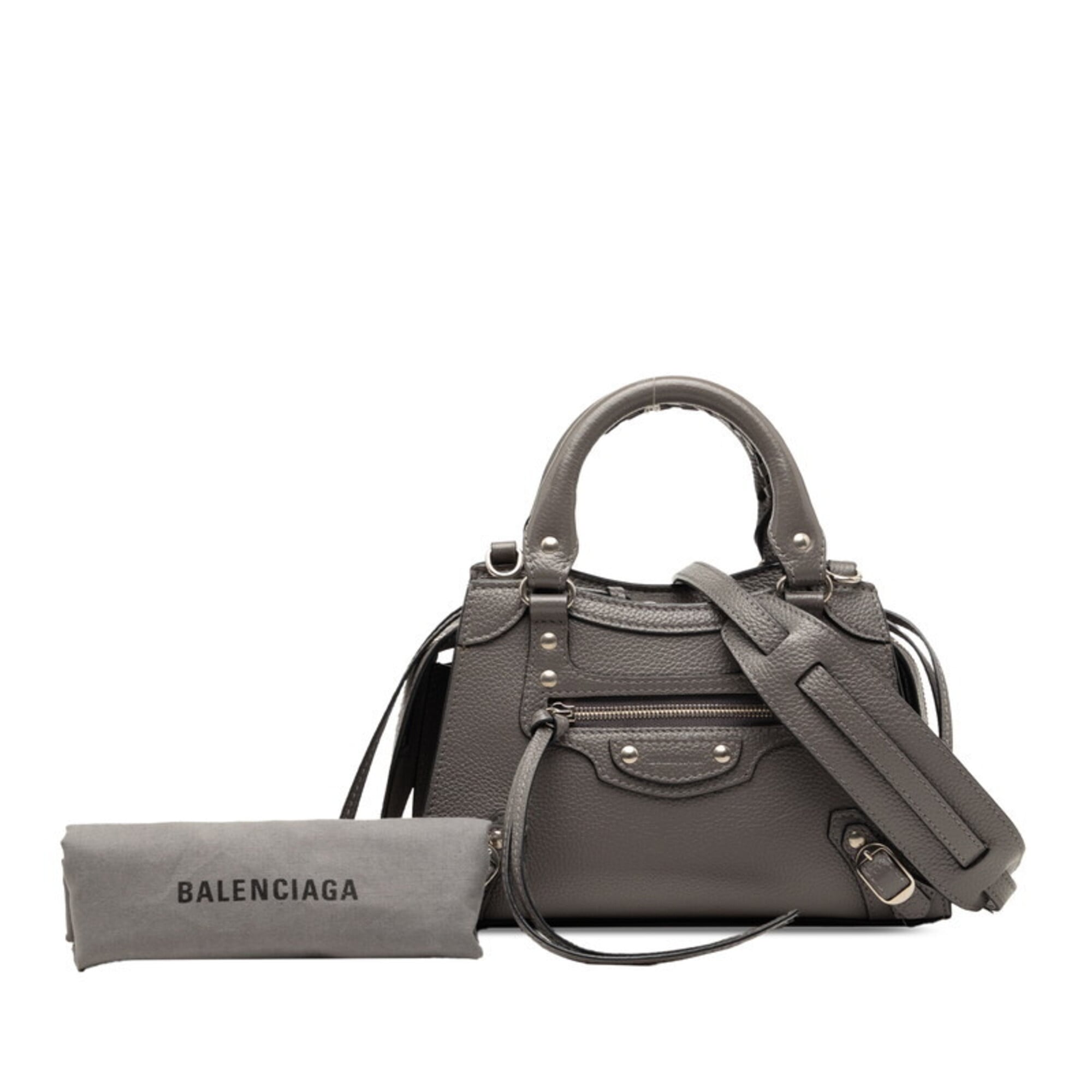 Balenciaga Gray Leather Handbag Shoulder