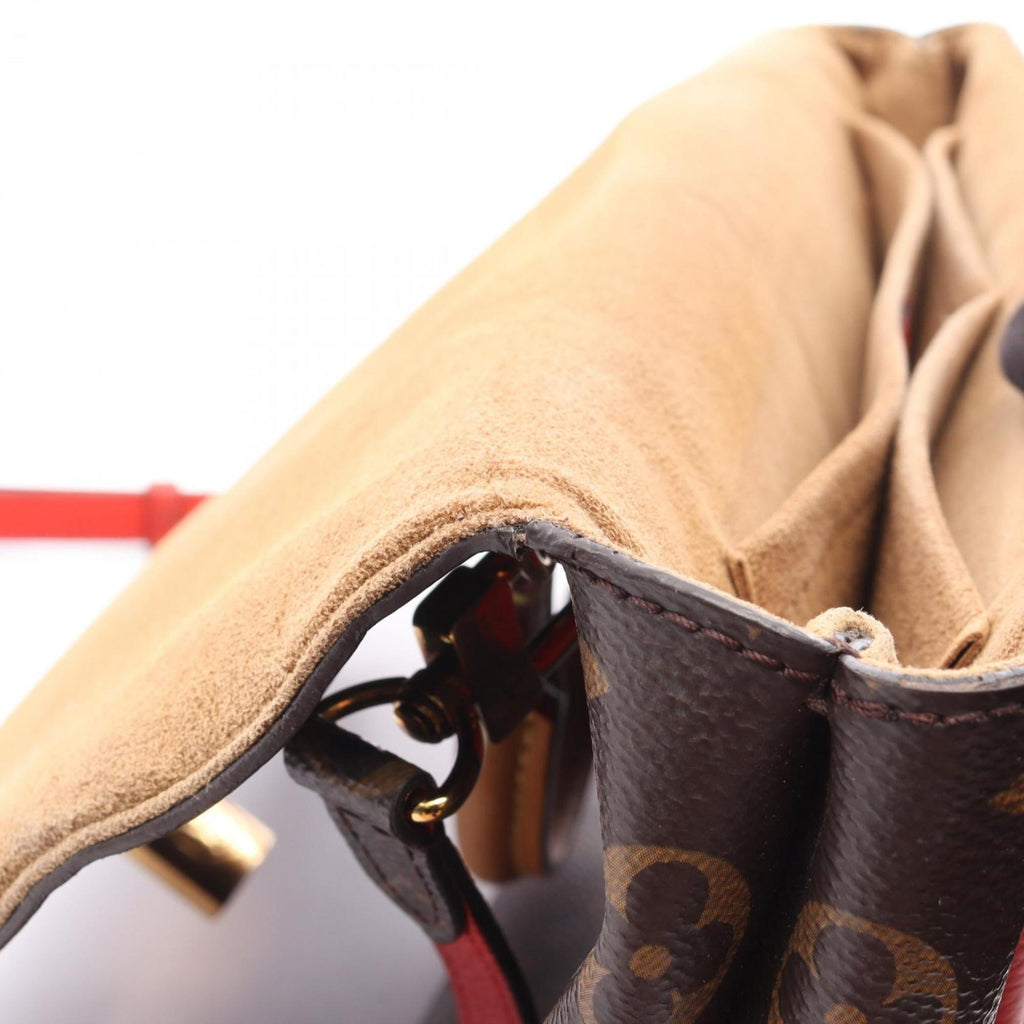 Louis Vuitton Brown Red Color Coated Canvas Leather Handbag