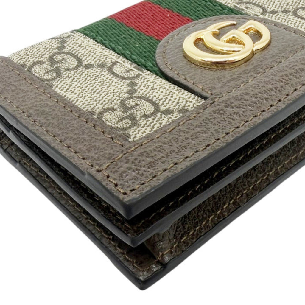 Gucci Beige Brown Leather Gg Canvas Wallet (Bi-Fold) (Pre-Owned)
