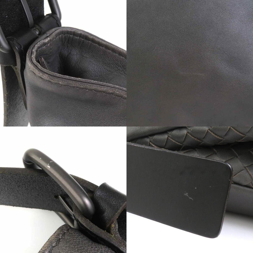 Bottega Veneta Black Gray Leather Shoulder Bag