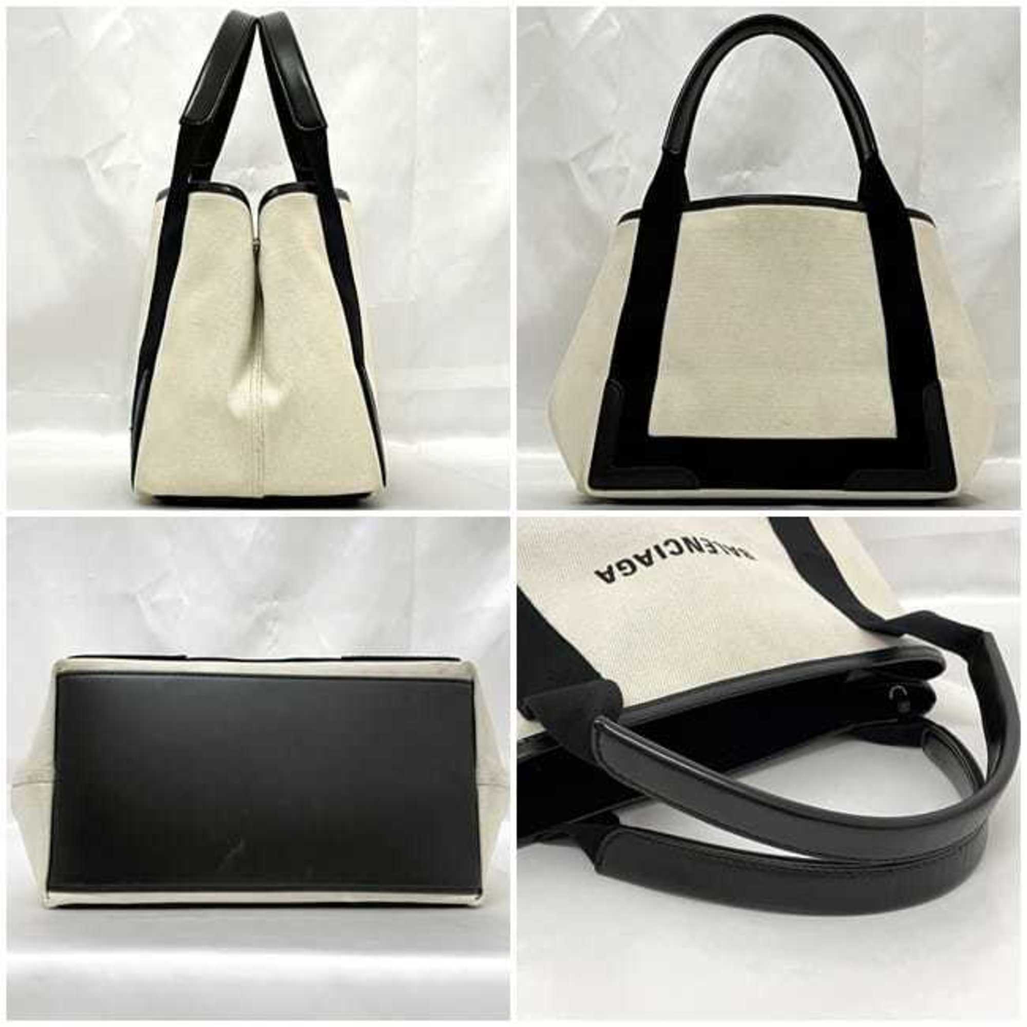 Balenciaga Black White Canvas Leather Handbag Tote
