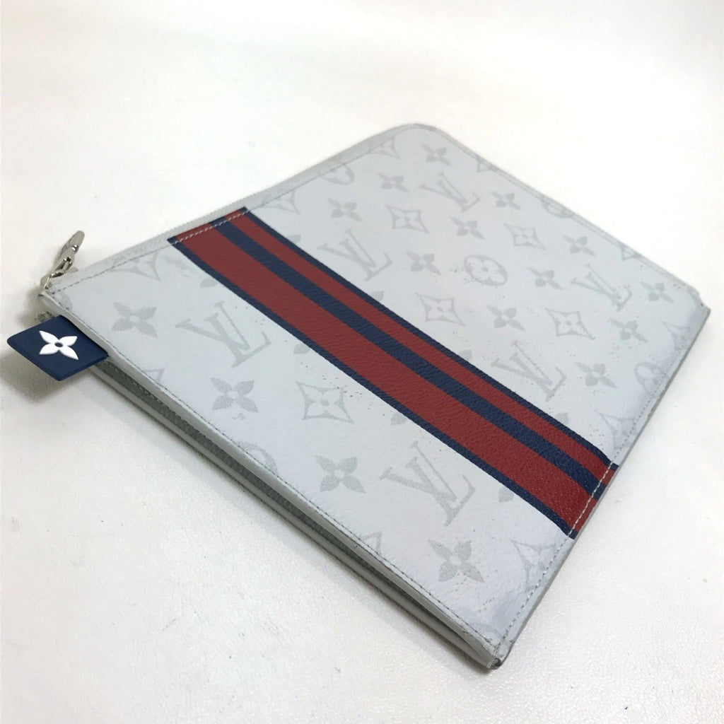 Louis Vuitton Blue Red Color White Monogram Clutch Bag Pochette