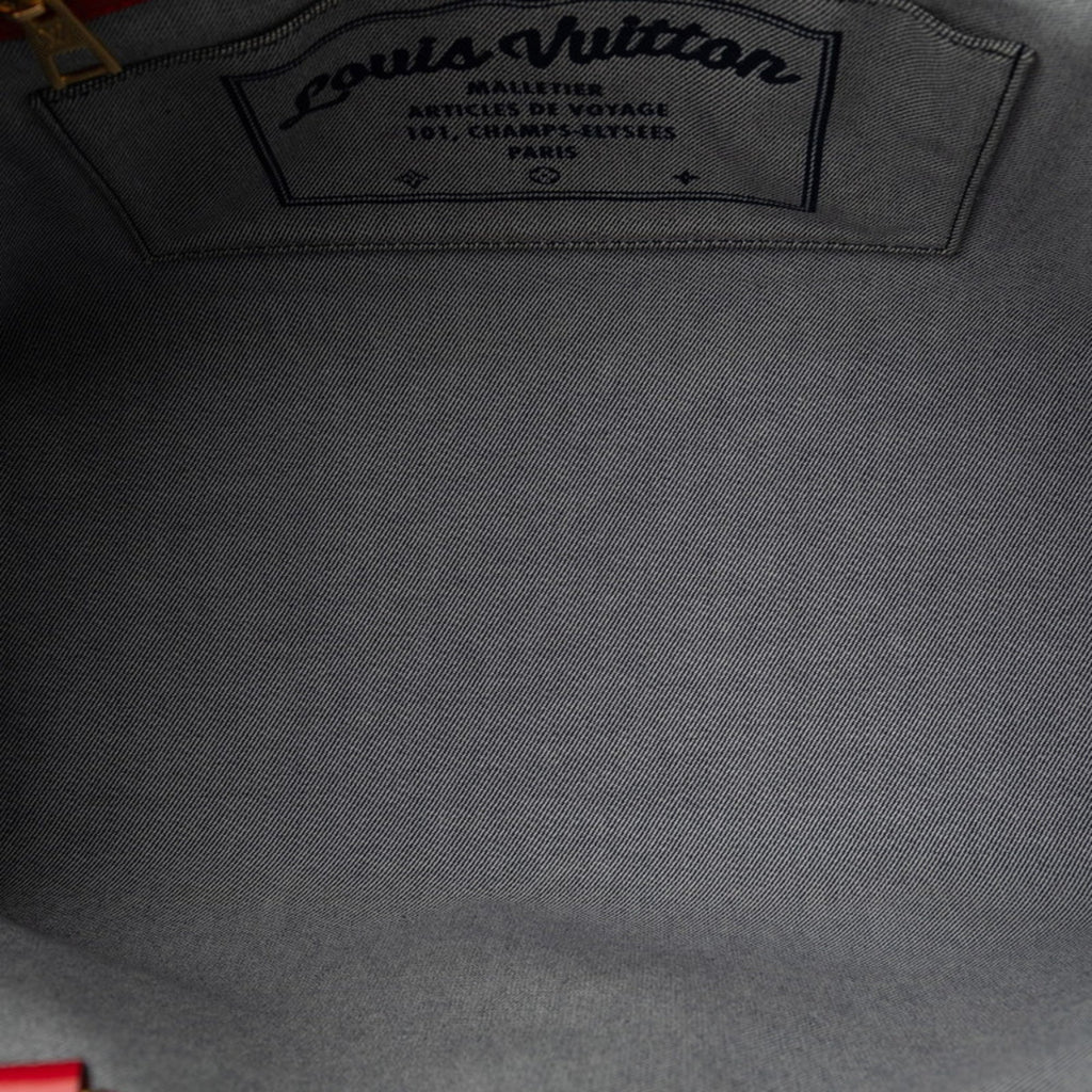 Louis Vuitton Blue Red Color Denim Leather Shoulder Bag Tote Bag